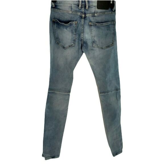 Dope Jeans Women Sz 28 Skinny Acid Wash Distressed Patches Side Leg Zipper Denim - Picture 2 of 12